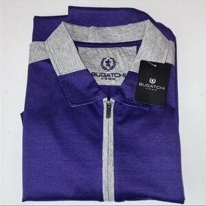 Bugatchi Men's Purple and Gray 1/4 Zip Golf Polo NWT